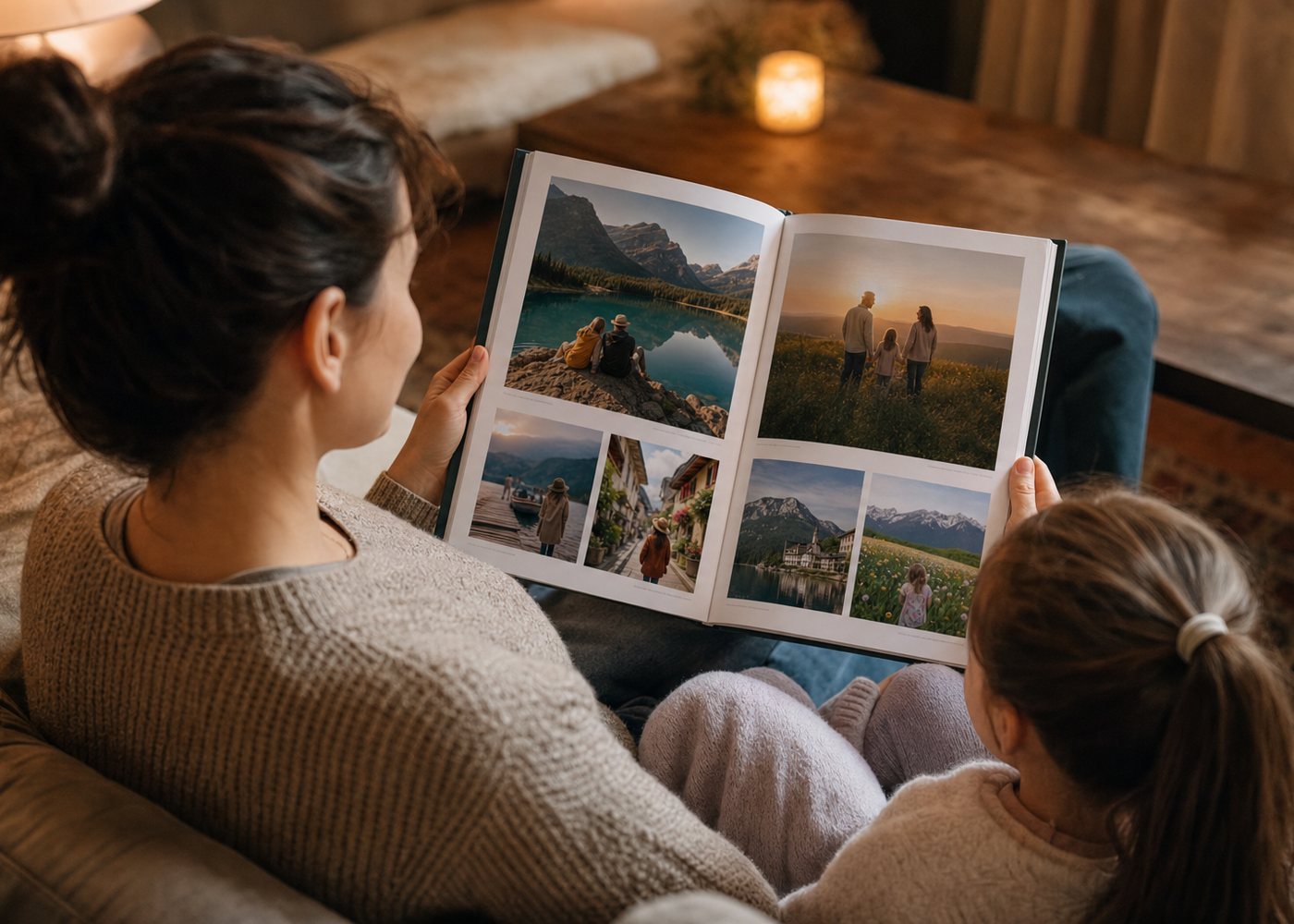 Une mère et sa fille lisant leur livre imprimé